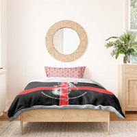 Georgia Bedding Set with Black Patterned Red Cross with Dragon Horse Symbol and Silent Pride Quote Design - Wonder Print Shop