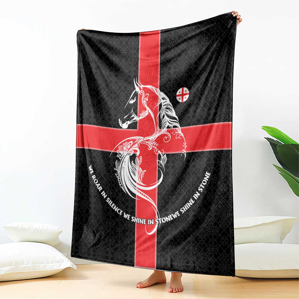 Georgia Blanket with Black Patterned Red Cross with Dragon Horse Symbol and Silent Pride Quote Design - Wonder Print Shop