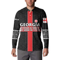 Georgia Button Sweatshirt with Black Patterned Red Cross with Dragon Horse Symbol and Silent Pride Quote Design - Wonder Print Shop