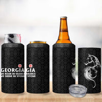 Georgia 4 in 1 Can Cooler Tumbler with Black Patterned Red Cross with Dragon Horse Symbol and Silent Pride Quote Design - Wonder Print Shop