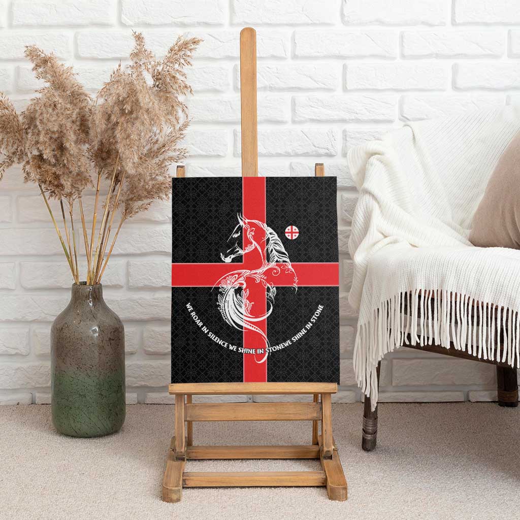Georgia Canvas Wall Art with Black Patterned Red Cross with Dragon Horse Symbol and Silent Pride Quote Design - Wonder Print Shop