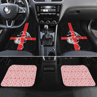 Georgia Car Mats with Black Patterned Red Cross with Dragon Horse Symbol and Silent Pride Quote Design - Wonder Print Shop