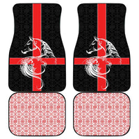 Georgia Car Mats with Black Patterned Red Cross with Dragon Horse Symbol and Silent Pride Quote Design - Wonder Print Shop