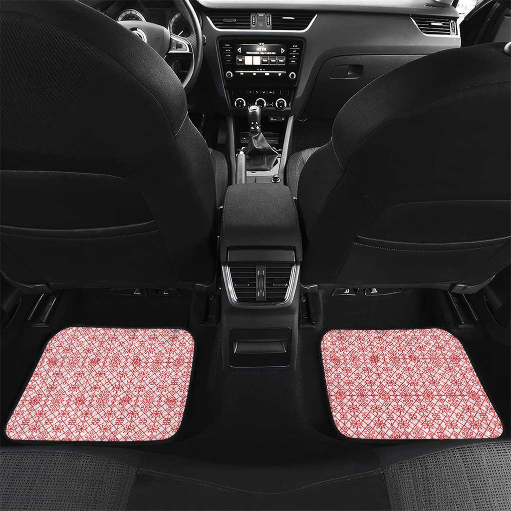 Georgia Car Mats with Black Patterned Red Cross with Dragon Horse Symbol and Silent Pride Quote Design - Wonder Print Shop