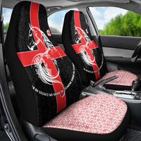 Georgia Car Seat Cover with Black Patterned Red Cross with Dragon Horse Symbol and Silent Pride Quote Design - Wonder Print Shop