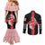 Georgia Couples Matching Mermaid Dress and Long Sleeve Button Shirt with Black Patterned Red Cross with Dragon Horse Symbol and Silent Pride Quote Design - Wonder Print Shop
