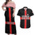 Georgia Couples Matching Off Shoulder Maxi Dress and Hawaiian Shirt with Black Patterned Red Cross with Dragon Horse Symbol and Silent Pride Quote Design - Wonder Print Shop