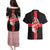 Georgia Couples Matching Puletasi and Hawaiian Shirt with Black Patterned Red Cross with Dragon Horse Symbol and Silent Pride Quote Design - Wonder Print Shop