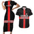 Georgia Couples Matching Short Sleeve Bodycon Dress and Hawaiian Shirt with Black Patterned Red Cross with Dragon Horse Symbol and Silent Pride Quote Design - Wonder Print Shop