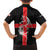 Georgia Family Matching Off Shoulder Maxi Dress and Hawaiian Shirt with Black Patterned Red Cross with Dragon Horse Symbol and Silent Pride Quote Design - Wonder Print Shop