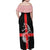 Georgia Family Matching Off Shoulder Maxi Dress and Hawaiian Shirt with Black Patterned Red Cross with Dragon Horse Symbol and Silent Pride Quote Design - Wonder Print Shop