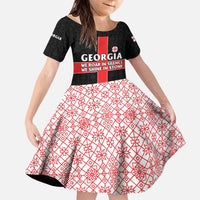 Georgia Family Matching Puletasi and Hawaiian Shirt with Black Patterned Red Cross with Dragon Horse Symbol and Silent Pride Quote Design - Wonder Print Shop