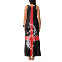 Georgia Family Matching Tank Maxi Dress and Hawaiian Shirt with Black Patterned Red Cross with Dragon Horse Symbol and Silent Pride Quote Design - Wonder Print Shop