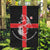 Georgia Garden Flag with Black Patterned Red Cross with Dragon Horse Symbol and Silent Pride Quote Design - Wonder Print Shop