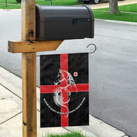 Georgia Garden Flag with Black Patterned Red Cross with Dragon Horse Symbol and Silent Pride Quote Design - Wonder Print Shop