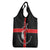 Georgia Grocery Bag with Black Patterned Red Cross with Dragon Horse Symbol and Silent Pride Quote Design - Wonder Print Shop