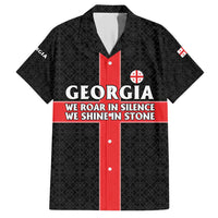 Georgia Hawaiian Shirt with Black Patterned Red Cross with Dragon Horse Symbol and Silent Pride Quote Design - Wonder Print Shop