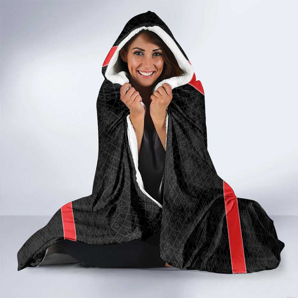 Georgia Hooded Blanket with Black Patterned Red Cross with Dragon Horse Symbol and Silent Pride Quote Design - Wonder Print Shop