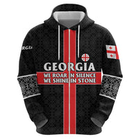 Georgia Hoodie with Black Patterned Red Cross with Dragon Horse Symbol and Silent Pride Quote Design - Wonder Print Shop