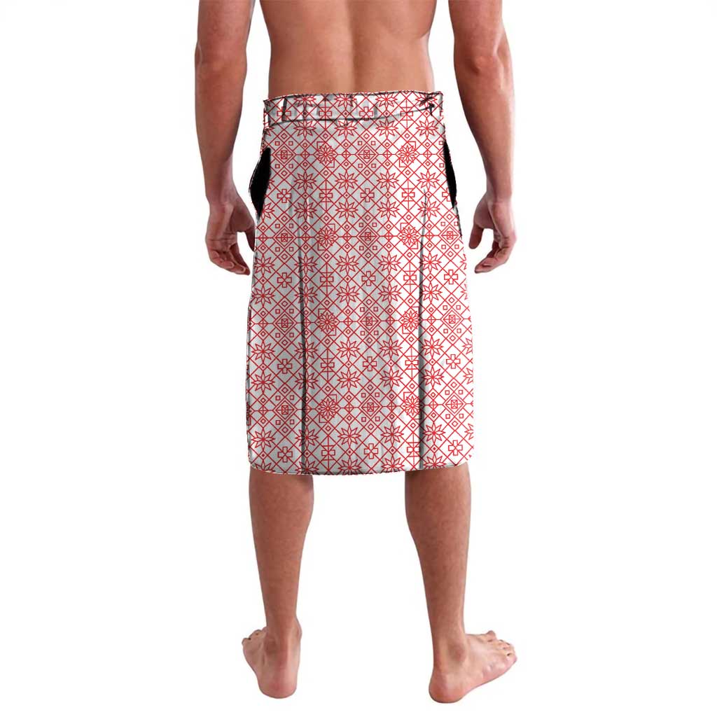 Georgia Lavalava with Black Patterned Red Cross with Dragon Horse Symbol and Silent Pride Quote Design - Wonder Print Shop