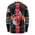 Georgia Long Sleeve Shirt with Black Patterned Red Cross with Dragon Horse Symbol and Silent Pride Quote Design - Wonder Print Shop