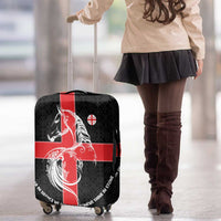 Georgia Luggage Cover with Black Patterned Red Cross with Dragon Horse Symbol and Silent Pride Quote Design - Wonder Print Shop