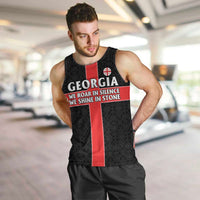 Georgia Men Tank Top with Black Patterned Red Cross with Dragon Horse Symbol and Silent Pride Quote Design - Wonder Print Shop