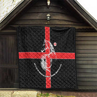 Georgia Quilt with Black Patterned Red Cross with Dragon Horse Symbol and Silent Pride Quote Design - Wonder Print Shop