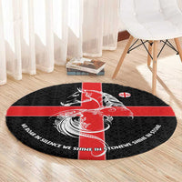 Georgia Round Carpet with Black Patterned Red Cross with Dragon Horse Symbol and Silent Pride Quote Design - Wonder Print Shop