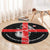 Georgia Round Carpet with Black Patterned Red Cross with Dragon Horse Symbol and Silent Pride Quote Design - Wonder Print Shop