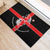 Georgia Rubber Doormat with Black Patterned Red Cross with Dragon Horse Symbol and Silent Pride Quote Design - Wonder Print Shop