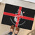 Georgia Rubber Doormat with Black Patterned Red Cross with Dragon Horse Symbol and Silent Pride Quote Design - Wonder Print Shop