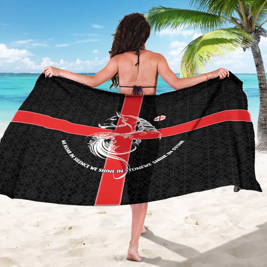 Georgia Sarong with Black Patterned Red Cross with Dragon Horse Symbol and Silent Pride Quote Design - Wonder Print Shop