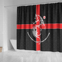 Georgia Shower Curtain with Black Patterned Red Cross with Dragon Horse Symbol and Silent Pride Quote Design - Wonder Print Shop