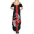 Georgia Summer Maxi Dress with Black Patterned Red Cross with Dragon Horse Symbol and Silent Pride Quote Design - Wonder Print Shop
