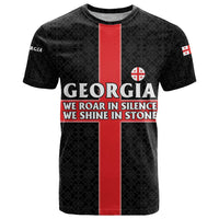 Georgia T Shirt with Black Patterned Red Cross with Dragon Horse Symbol and Silent Pride Quote Design - Wonder Print Shop