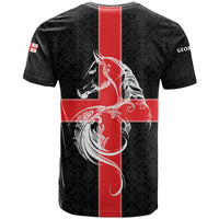 Georgia T Shirt with Black Patterned Red Cross with Dragon Horse Symbol and Silent Pride Quote Design - Wonder Print Shop