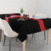 Georgia Tablecloth with Black Patterned Red Cross with Dragon Horse Symbol and Silent Pride Quote Design - Wonder Print Shop