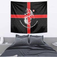 Georgia Tapestry with Black Patterned Red Cross with Dragon Horse Symbol and Silent Pride Quote Design - Wonder Print Shop