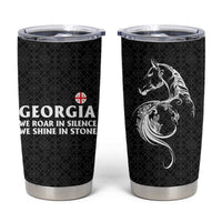 Georgia Tumbler Cup with Black Patterned Red Cross with Dragon Horse Symbol and Silent Pride Quote Design - Wonder Print Shop