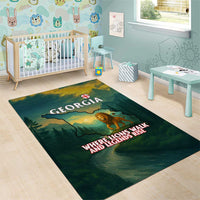 Georgia Area Rug with Green Mountain Landscape with Map Outline Lion and Legends Rise Quote Design - Wonder Print Shop