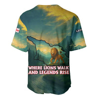 Georgia Baseball Jersey with Green Mountain Landscape with Map Outline Lion and Legends Rise Quote Design - Wonder Print Shop