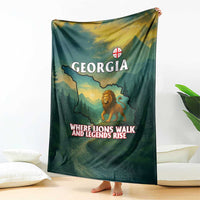 Georgia Blanket with Green Mountain Landscape with Map Outline Lion and Legends Rise Quote Design - Wonder Print Shop