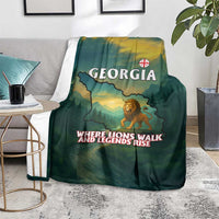 Georgia Blanket with Green Mountain Landscape with Map Outline Lion and Legends Rise Quote Design - Wonder Print Shop