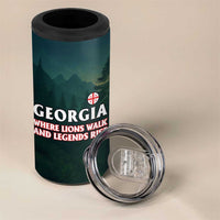 Georgia 4 in 1 Can Cooler Tumbler with Green Mountain Landscape with Map Outline Lion and Legends Rise Quote Design - Wonder Print Shop