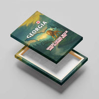Georgia Canvas Wall Art with Green Mountain Landscape with Map Outline Lion and Legends Rise Quote Design - Wonder Print Shop