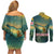 Georgia Couples Matching Off Shoulder Short Dress and Long Sleeve Button Shirt with Green Mountain Landscape with Map Outline Lion and Legends Rise Quote Design - Wonder Print Shop