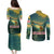 Georgia Couples Matching Puletasi and Long Sleeve Button Shirt with Green Mountain Landscape with Map Outline Lion and Legends Rise Quote Design - Wonder Print Shop