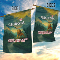 Georgia Garden Flag with Green Mountain Landscape with Map Outline Lion and Legends Rise Quote Design - Wonder Print Shop
