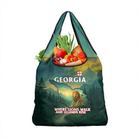 Georgia Grocery Bag with Green Mountain Landscape with Map Outline Lion and Legends Rise Quote Design - Wonder Print Shop